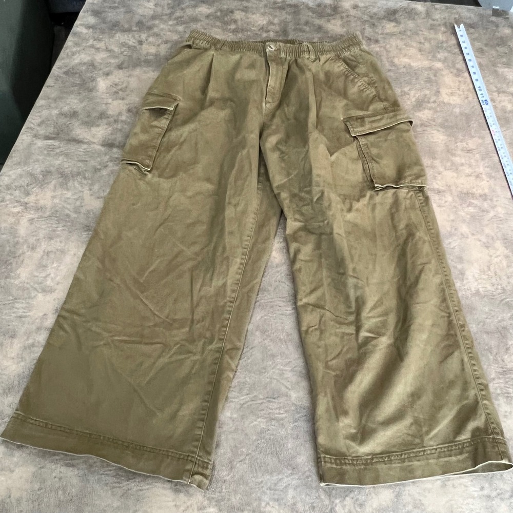 Old Navy Cargo Pants Womens XL Green High Rise Pull On Wide Leg Satin Moss - Picture 1 of 11